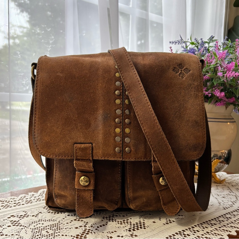 Brown Suede Crossbody Messenger Bag - Women